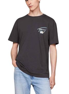 T-Shirt Tommy Jeans Metálico Preto para Homem