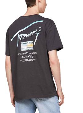 T-Shirt Tommy Jeans Metálico Preto para Homem