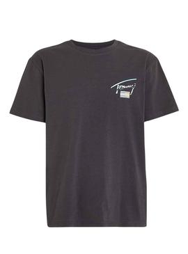 T-Shirt Tommy Jeans Metálico Preto para Homem