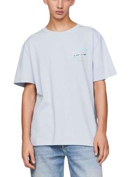 T-Shirt Tommy Jeans Metálico Azul para Homem