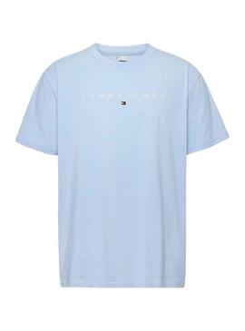 T-Shirt Tommy Jeans Linear Branco Azul Homem