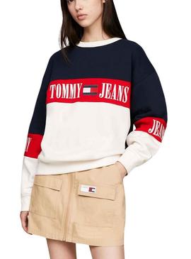 Sweat Tommy Jeans Archive Colorblock para Mulher