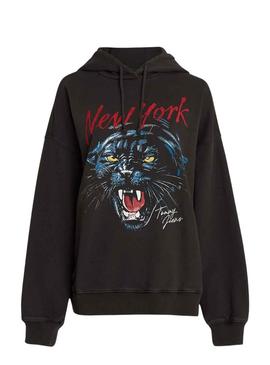 Sweat Tommy Jeans Pantera Overtamanho Preto Mulher