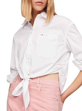 Camisa Tommy Jeans Laço Frontal Branco para Mulher