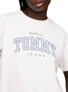 T-Shirt Tommy Jeans Varsity Lux Branco para Mulher