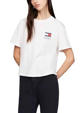 T-Shirt Tommy Jeans Gráfico Flag Branco para Mulher