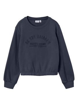 Sweat Name It Falado Azul Marinho para Menina