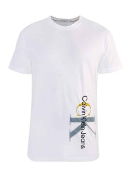 T-Shirt Calvin Klein dois tons Jumpsuitlogotipo Branco