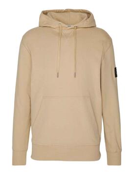 Sweat Calvin Klein Badge Hoodie Beige Homem