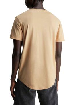 T-Shirt Calvin Klein Turn Up Beige para Homem