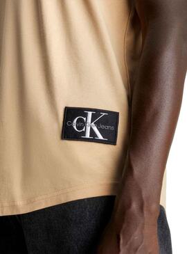 T-Shirt Calvin Klein Turn Up Beige para Homem