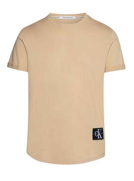 T-Shirt Calvin Klein Turn Up Beige para Homem