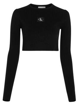 Top Calvin Klein Variegado Rib Preto para Mulher