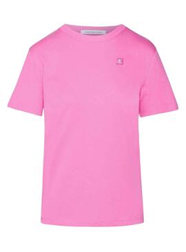 T-Shirt Calvin Klein Embro Badge Rosa para Mulher