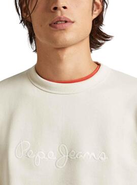 Sweat Pepe Jeans Joe Crew Beige para Homem