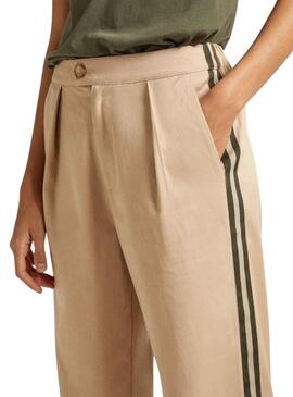 Calças Pepe Jeans Tencel Beige para Mulher