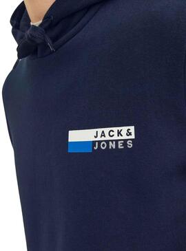 Sweat Jack & Jones Corp Logo Hood Azul Marinho