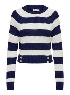 Camisola Apenas Ruth O Neck Azul Marinho Para Mulher