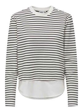 Camisola Only Karin Mix Top Listrado Branco para Mulher