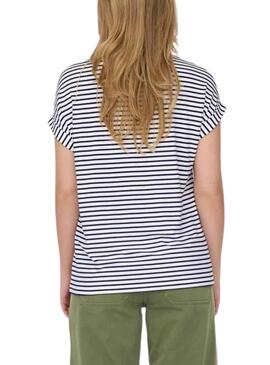 T-Shirt Only Tia Stripe Branco para Mulher