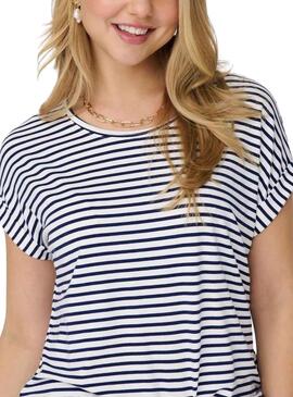 T-Shirt Only Tia Stripe Branco para Mulher