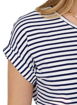 T-Shirt Only Tia Stripe Branco para Mulher