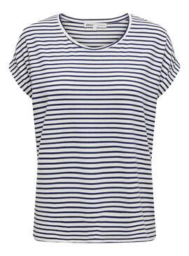 T-Shirt Only Tia Stripe Branco para Mulher