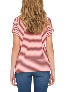 T-Shirt Only Tia Stripe Vermelho para Mulher