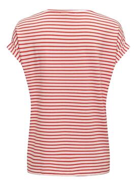 T-Shirt Only Tia Stripe Vermelho para Mulher