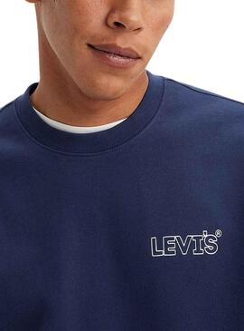 Sweat Levis Relaxed Crew Azul Marinho para Homem