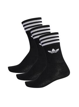 Pack Socks Adidas Solid Crew Black 
