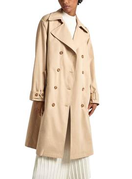 Trench coat Pepe Jeans Star Com Cinto Beige Mulher
