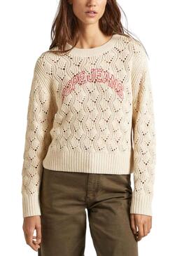 Camisola Pepe Jeans Graça Logo Beige para Mulher