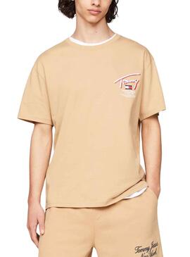 T-Shirt Tommy Jeans Registro 3D Street Beige Homem