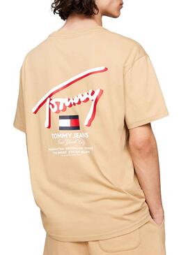 T-Shirt Tommy Jeans Registro 3D Street Beige Homem