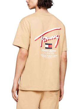 T-Shirt Tommy Jeans Registro 3D Street Beige Homem