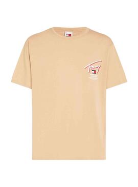 T-Shirt Tommy Jeans Registro 3D Street Beige Homem