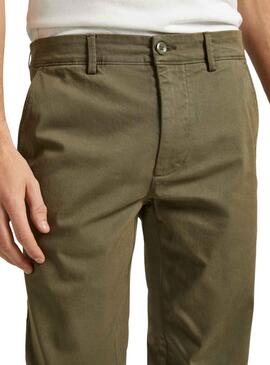 Calças Chino Pepe Jeans Slim Sarja Verde Homem