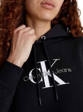 Sweat Calvin Klein Monologo Regular Preto Mulher