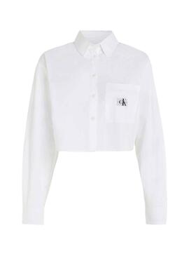 Camisa Calvin Klein Cropped Branco para Mulher