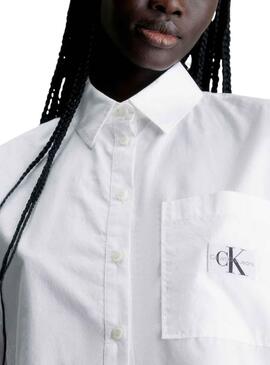 Camisa Calvin Klein Cropped Branco para Mulher