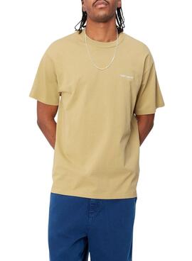 Camiseta Carhartt Script Bordado Beige Homem