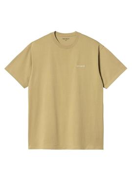 Camiseta Carhartt Script Bordado Beige Homem