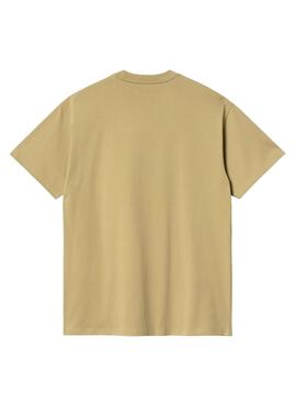 Camiseta Carhartt Script Bordado Beige Homem