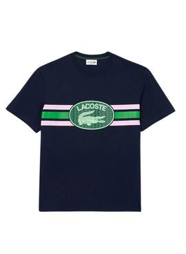 Camiseta Lacoste Monograma Marinho para Homem