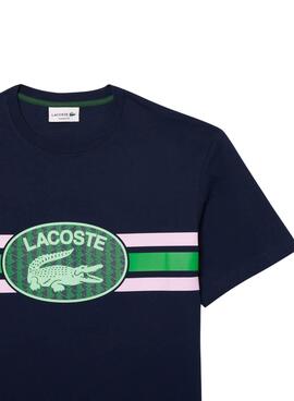 Camiseta Lacoste Monograma Marinho para Homem