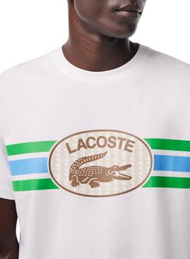 Camisa Lacoste Monograma Bege para Homem.