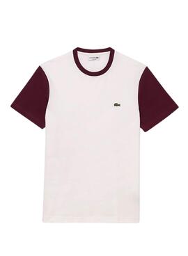 Camiseta Lacoste Color Block Branca para Homem.