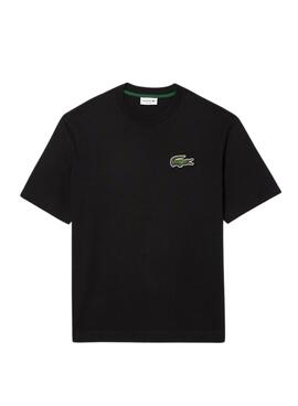 Camiseta Lacoste Unisex Loose Fit Preta Crocodilo