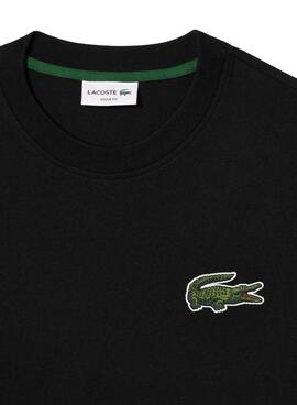 Camiseta Lacoste Unisex Loose Fit Preta Crocodilo